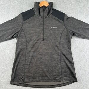 Columbia Pullover Men's XL Gray 1/4‎ Zip Fleece Space Dye Mock Neck Outdoor Hike